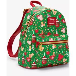 Loungefly Disney Mickey Mouse Christmas Holiday Treats Mini Backpack New W/ Tags